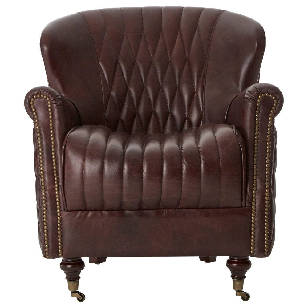 Victor Brown Leather Winged Back Armchair - Canwell Interiors Limited - Xshowhome