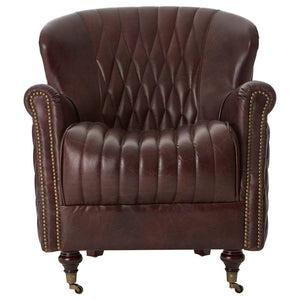 Victor Brown Leather Winged Back Armchair - Canwell Interiors Limited - Xshowhome