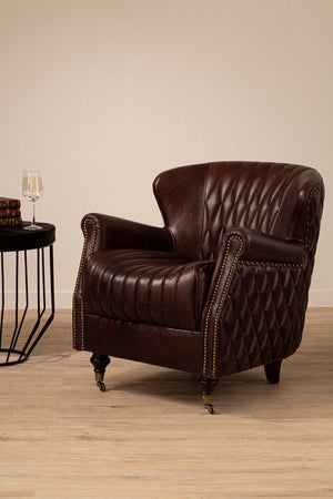 Victor Brown Leather Winged Back Armchair - Canwell Interiors Limited - Xshowhome