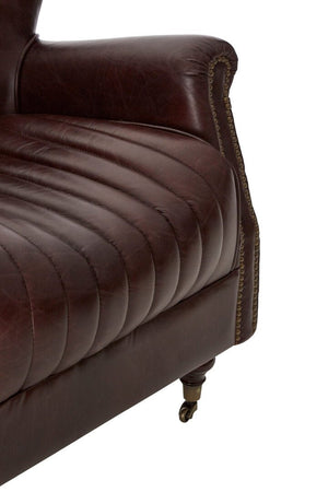 Victor Brown Leather Winged Back Armchair - Canwell Interiors Limited - Xshowhome