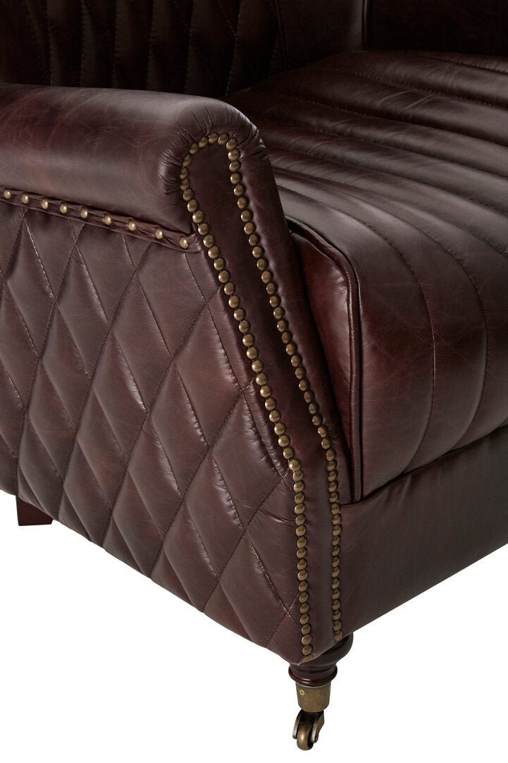 Victor Brown Leather Winged Back Armchair - Canwell Interiors Limited - Xshowhome