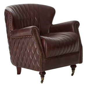 Victor Brown Leather Winged Back Armchair - Canwell Interiors Limited - Xshowhome