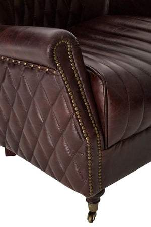 Victor Brown Leather Winged Back Armchair - XShowhome Limited - Xshowhome