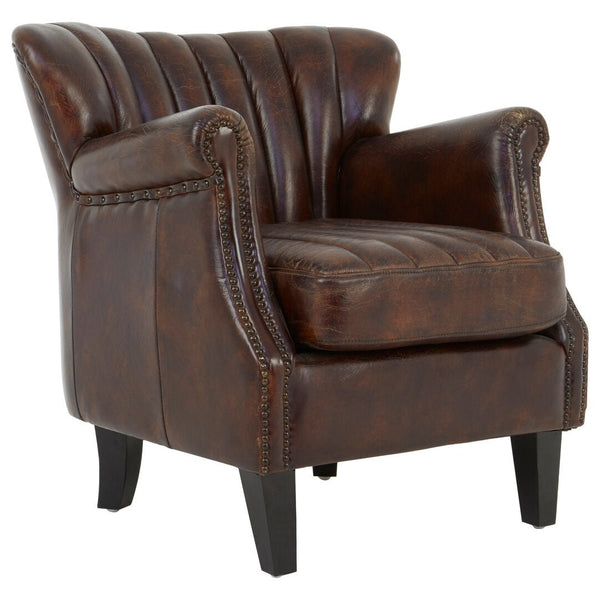 Victor Winged Brown Leather Armchair - Canwell Interiors Limited - Xshowhome