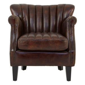 Victor Winged Brown Leather Armchair - Canwell Interiors Limited - Xshowhome