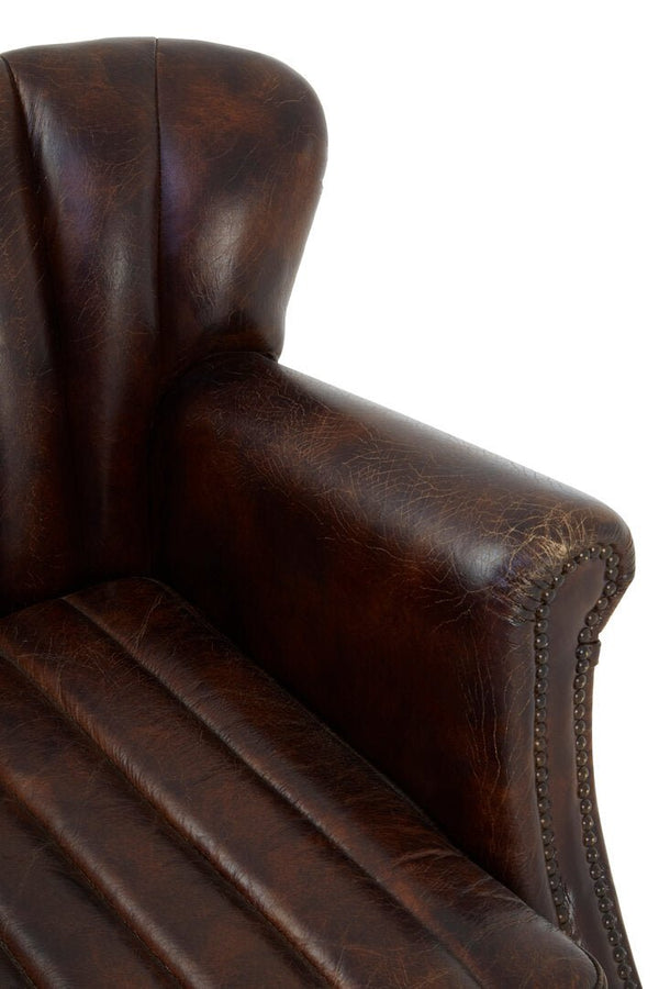 Victor Winged Brown Leather Armchair - Canwell Interiors Limited - Xshowhome