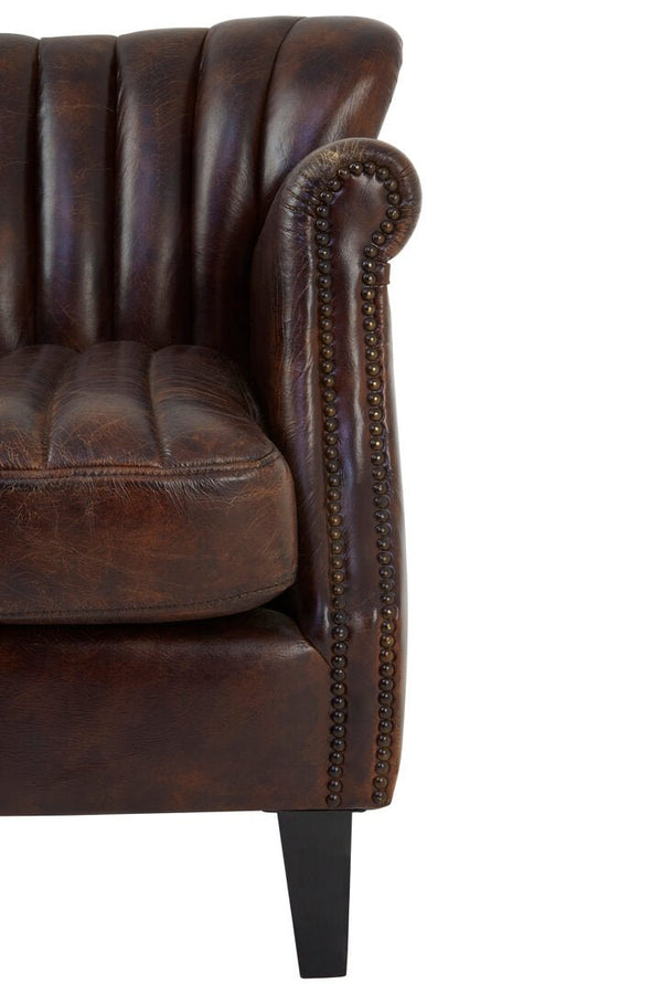 Victor Winged Brown Leather Armchair - Canwell Interiors Limited - Xshowhome
