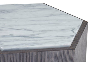 Villi Hexagon Dark Oak and Marble Side Table - Canwell Interiors Limited - Xshowhome