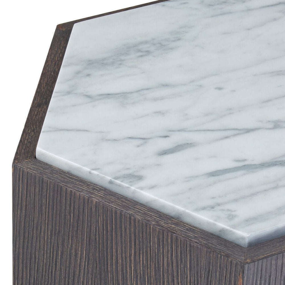 Villi Hexagon Dark Oak and Marble Side Table - Canwell Interiors Limited - Xshowhome