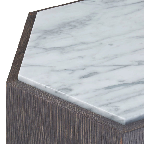 Villi Hexagon Dark Oak and Marble Side Table - XShowhome Limited - Xshowhome