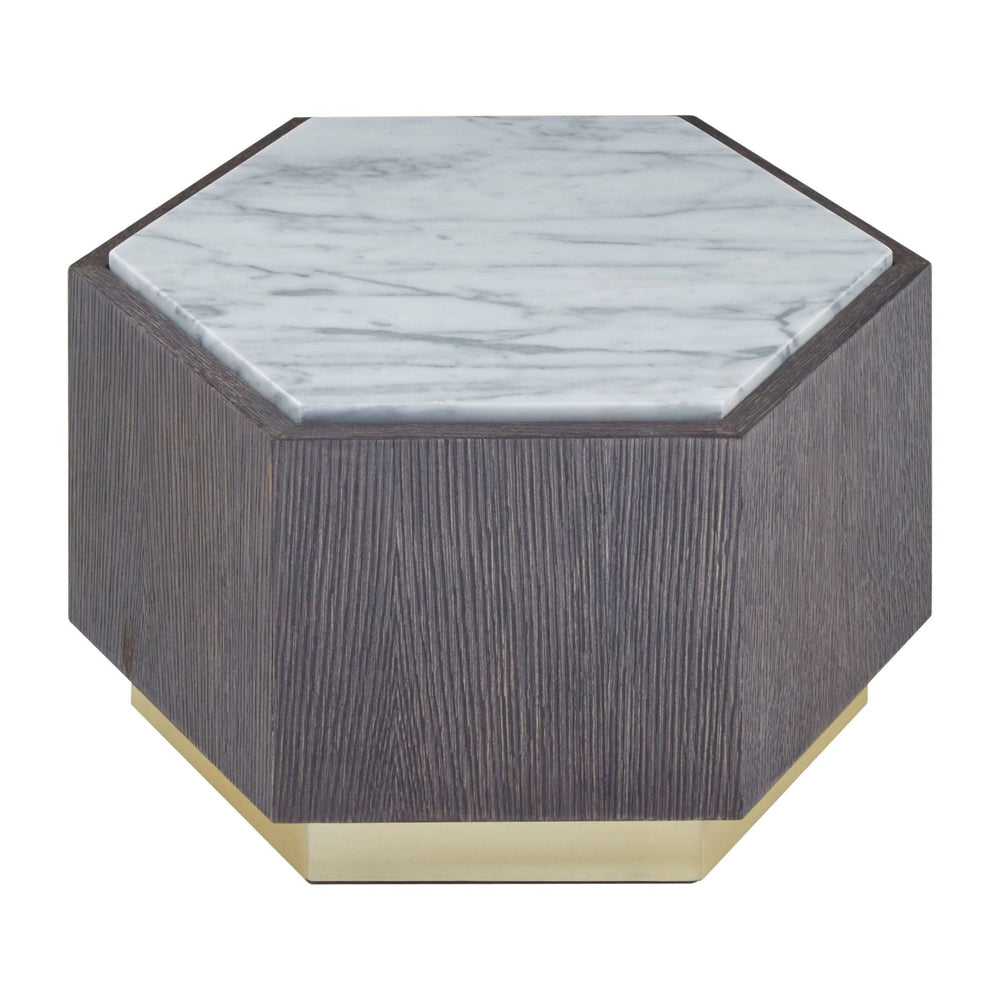 Villi Hexagon Dark Oak and Marble Side Table - XShowhome Limited - Xshowhome