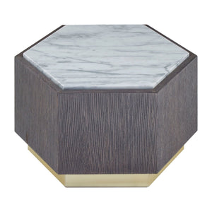 Villi Hexagon Dark Oak and Marble Side Table - XShowhome Limited - Xshowhome