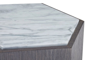 Villi Hexagon Dark Oak and Marble Side Table - XShowhome Limited - Xshowhome