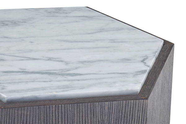 Villi Hexagon Dark Oak and Marble Side Table - XShowhome Limited - Xshowhome