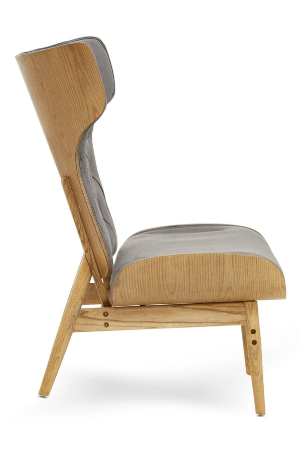 Vinsi Dark Grey Velvet Chair with Winged Back - XShowhome Limited - Xshowhome