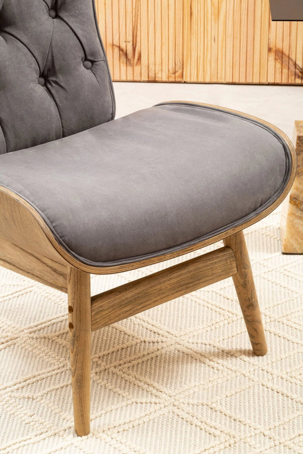 Vinsi Dark Grey Velvet Chair with Winged Back - XShowhome Limited - Xshowhome