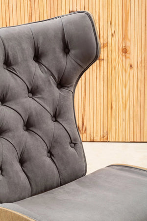Vinsi Dark Grey Velvet Chair with Winged Back - XShowhome Limited - Xshowhome