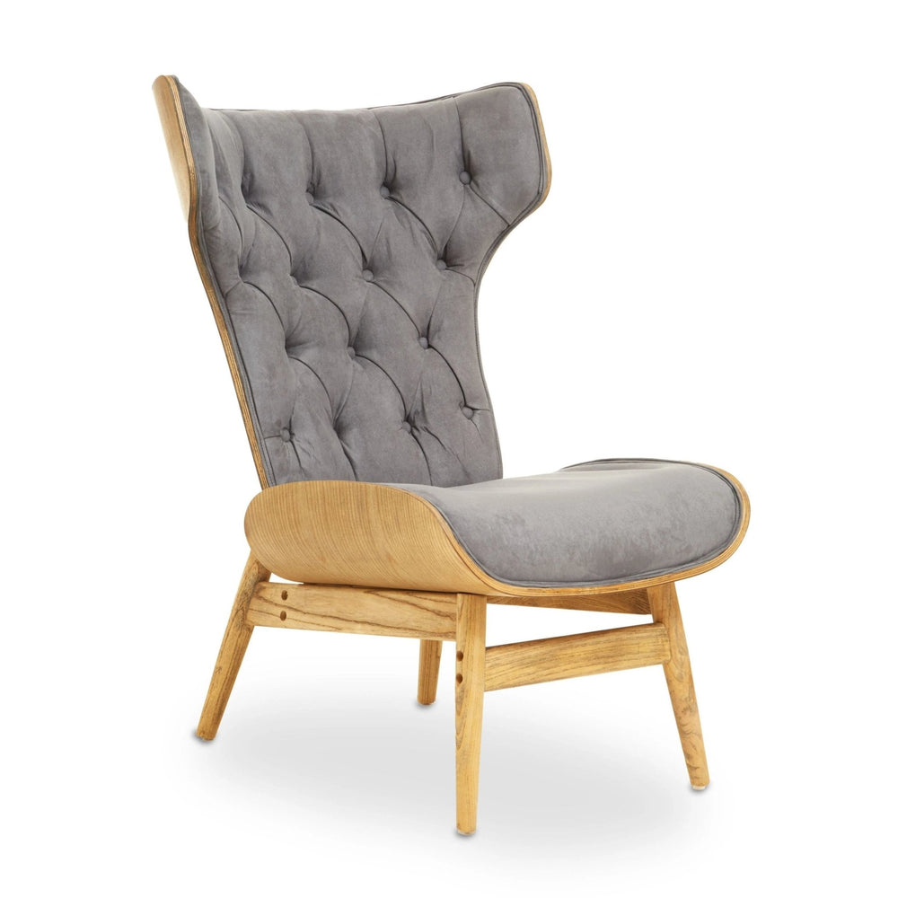 Vinsi Dark Grey Velvet Chair with Winged Back - XShowhome Limited - Xshowhome