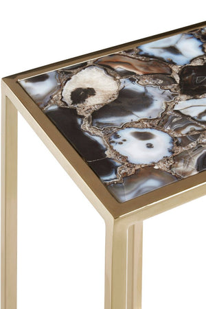 Vita Black And Gold Agate Side Table - Canwell Interiors Limited - Xshowhome