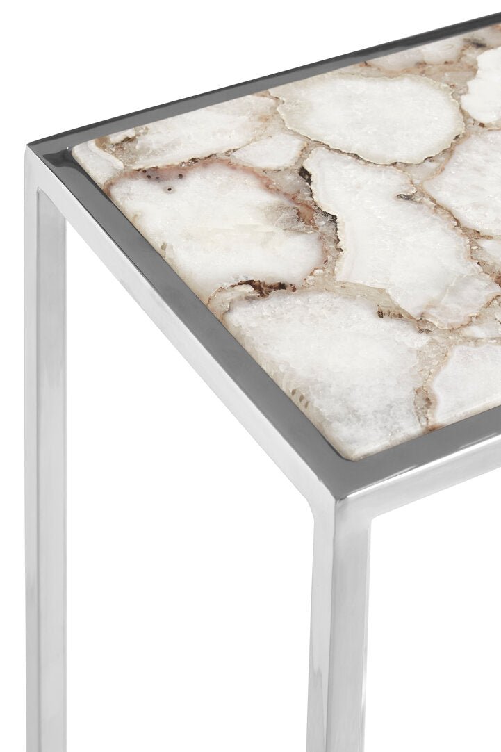 Vita White And Silver Agate Side Table - Canwell Interiors Limited - Xshowhome