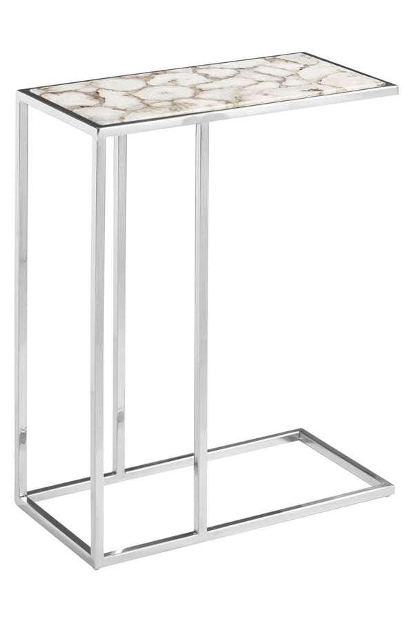 Vita White And Silver Agate Side Table - XShowhome Limited - Xshowhome