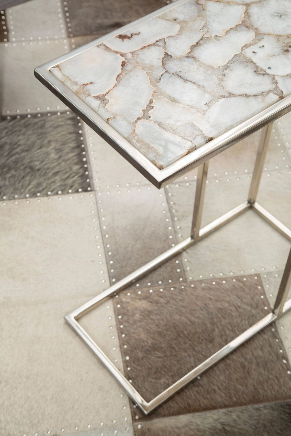 Vita White And Silver Agate Side Table - XShowhome Limited - Xshowhome