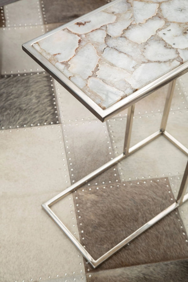 Vita White And Silver Agate Side Table - XShowhome Limited - Xshowhome