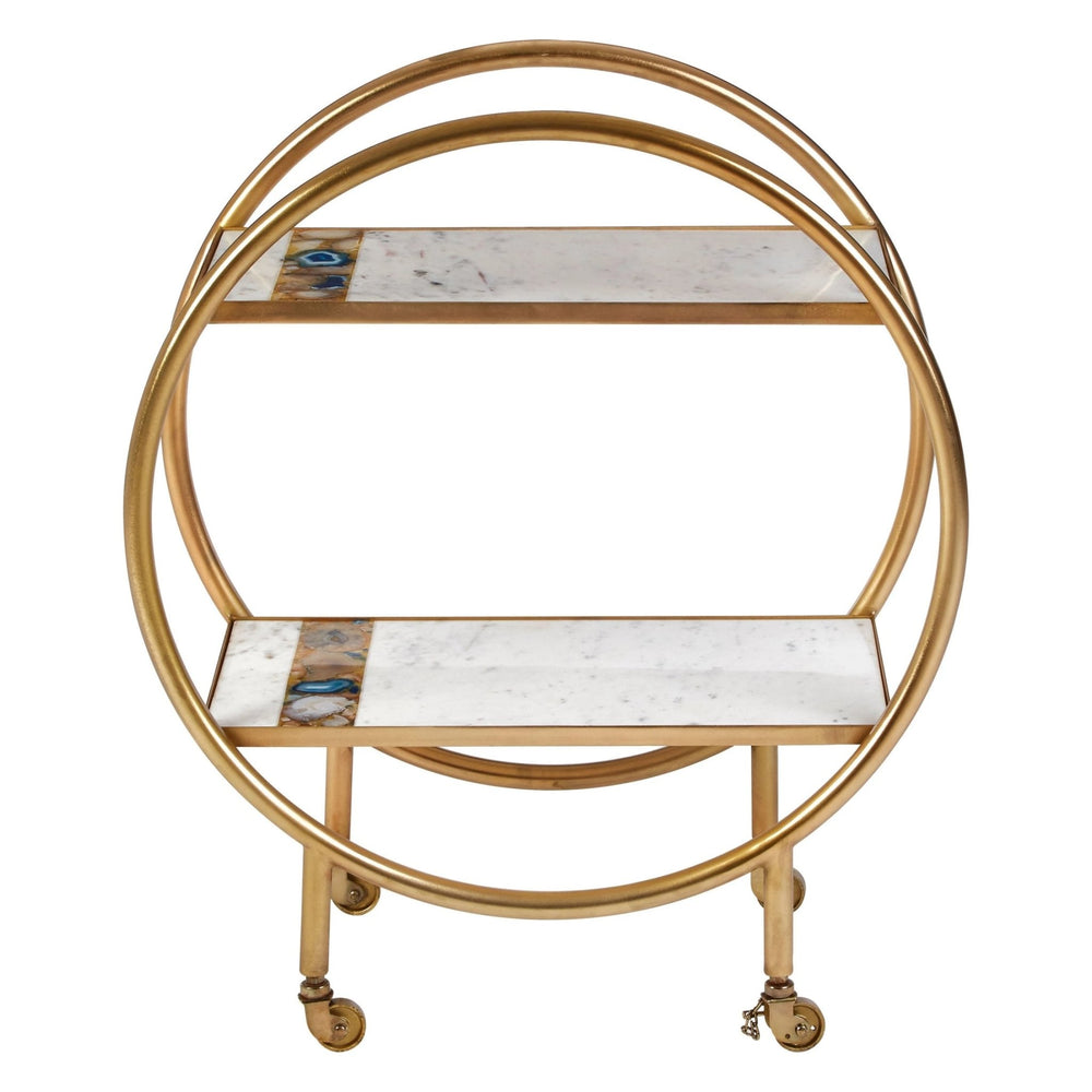 Vizzini 2 Tier Gold Finish Bar Trolley - XShowhome Limited - Xshowhome