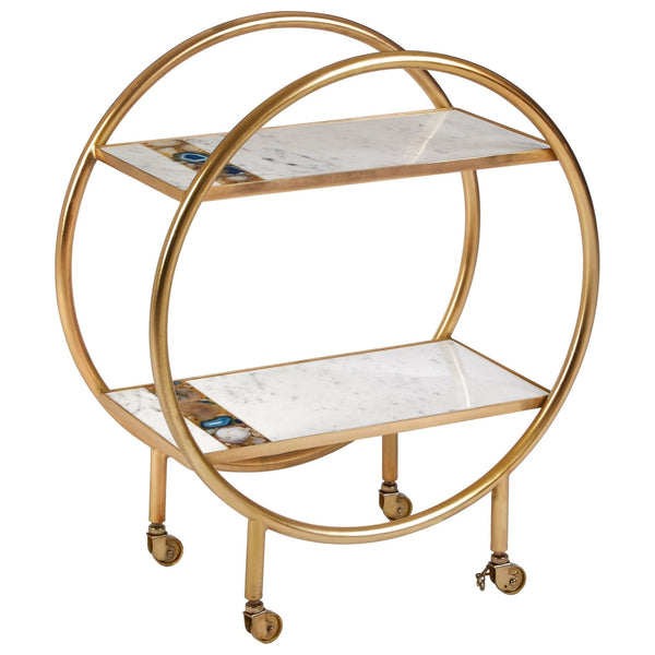 Vizzini 2 Tier Gold Finish Bar Trolley - XShowhome Limited - Xshowhome