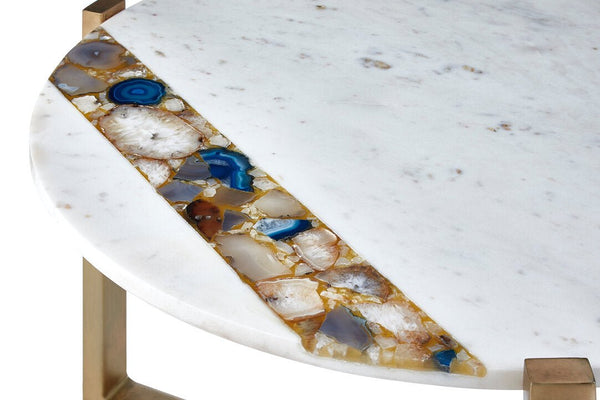 Vizzini Agate Marble Top Round Coffee Table - Canwell Interiors Limited - Xshowhome