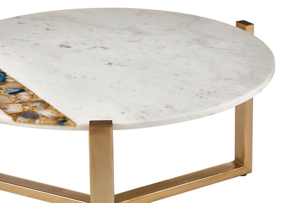 Vizzini Agate Marble Top Round Coffee Table - XShowhome Limited - Xshowhome