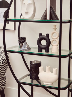 Vogue Left Half Moon Black Shelf Unit - Canwell Interiors Limited - Xshowhome