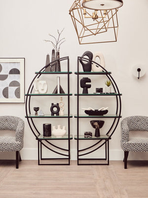 Vogue Left Half Moon Black Shelf Unit - Canwell Interiors Limited - Xshowhome