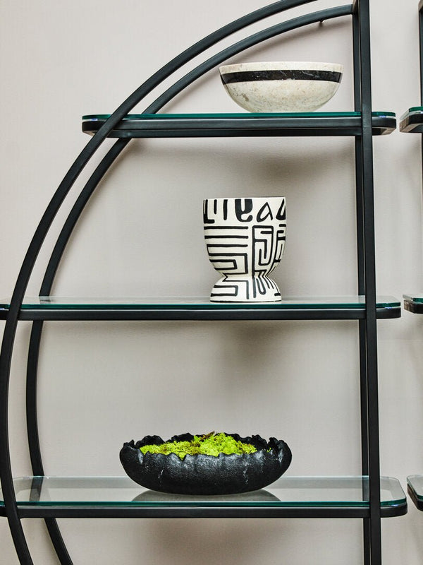 Vogue Left Half Moon Black Shelf Unit - Canwell Interiors Limited - Xshowhome