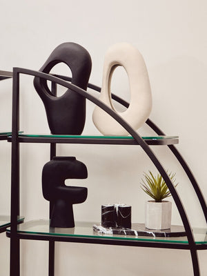 Vogue Right Half Moon Black Shelf Unit - Canwell Interiors Limited - Xshowhome