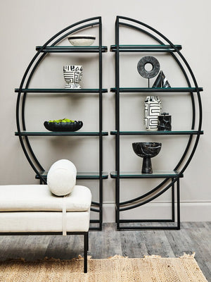 Vogue Right Half Moon Black Shelf Unit - Canwell Interiors Limited - Xshowhome