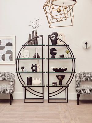 Vogue Right Half Moon Black Shelf Unit - XShowhome Limited - Xshowhome
