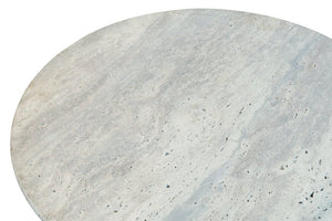 Walton Travertine Top Coffee Table with Black Acacia Wood Base - Canwell Interiors Limited - Xshowhome