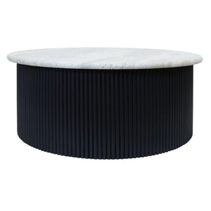 Walton Travertine Top Coffee Table with Black Acacia Wood Base - XShowhome Limited - Xshowhome