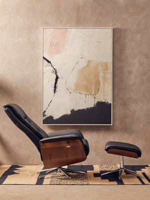 Warrington Black Leather Effect Recliner And Footstool - Canwell Interiors Limited - Xshowhome