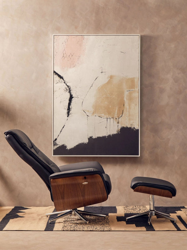Warrington Black Leather Effect Recliner And Footstool - XShowhome Limited - Xshowhome