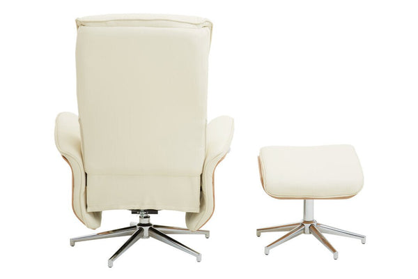 Warrington Ivory Leather Effect Recliner And Footstool - Canwell Interiors Limited - Xshowhome