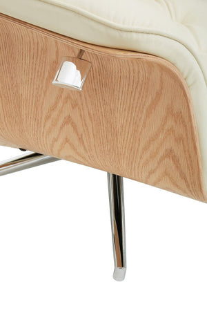 Warrington Ivory Leather Effect Recliner And Footstool - Canwell Interiors Limited - Xshowhome