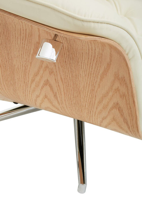 Warrington Ivory Leather Effect Recliner And Footstool - Canwell Interiors Limited - Xshowhome