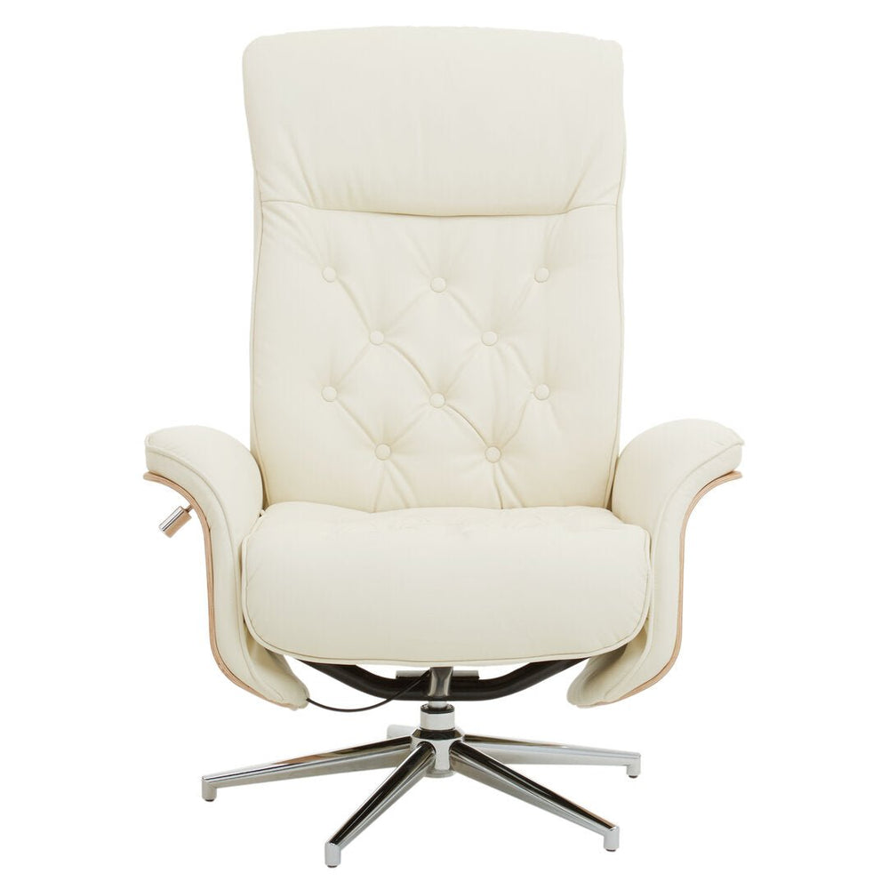 Warrington Ivory Leather Effect Recliner And Footstool - Canwell Interiors Limited - Xshowhome