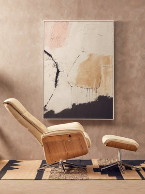 Warrington Ivory Leather Effect Recliner And Footstool - Canwell Interiors Limited - Xshowhome