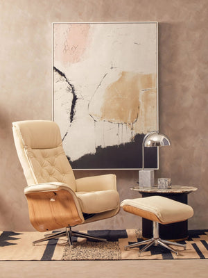 Warrington Ivory Leather Effect Recliner And Footstool - XShowhome Limited - Xshowhome