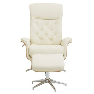 Warrington Ivory Leather Effect Recliner And Footstool - XShowhome Limited - Xshowhome