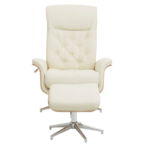 Warrington Ivory Leather Effect Recliner And Footstool - XShowhome Limited - Xshowhome