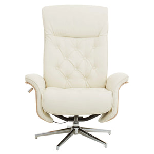 Warrington Ivory Leather Effect Recliner And Footstool - XShowhome Limited - Xshowhome
